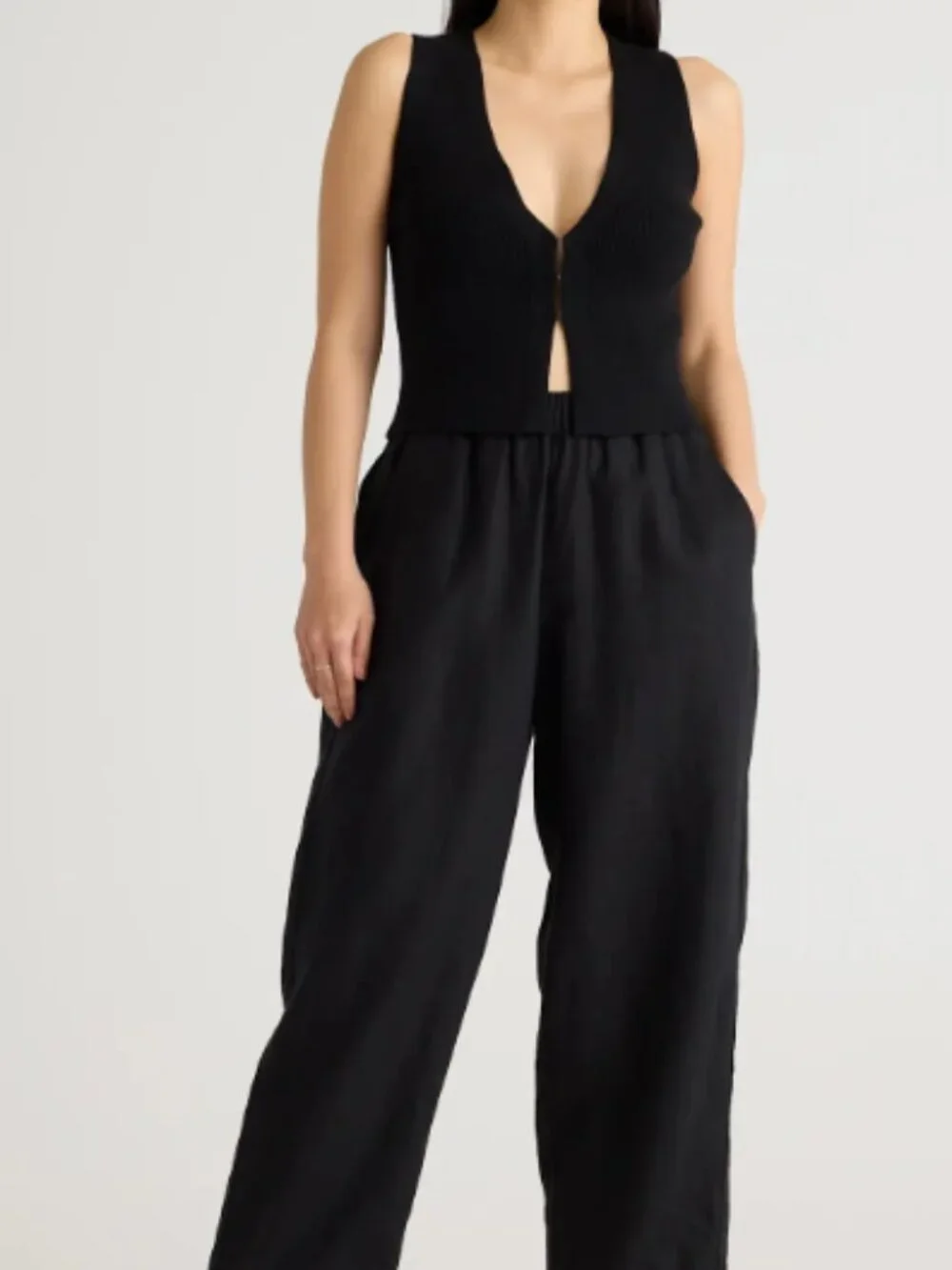 NWT Quince 100% European Black Pull-On Pants